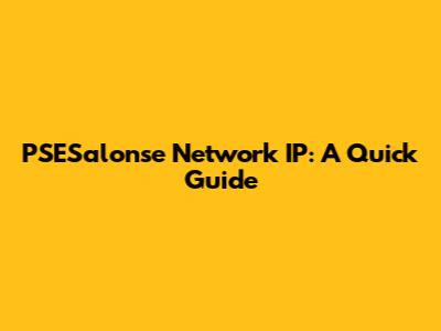 PSESalonse Network IP: A Quick Guide