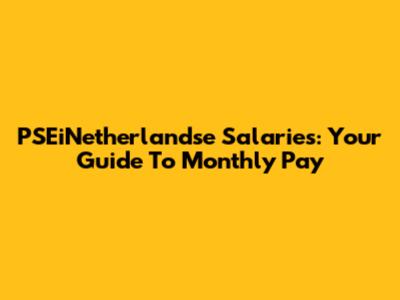 PSEiNetherlandse Salaries: Your Guide To Monthly Pay