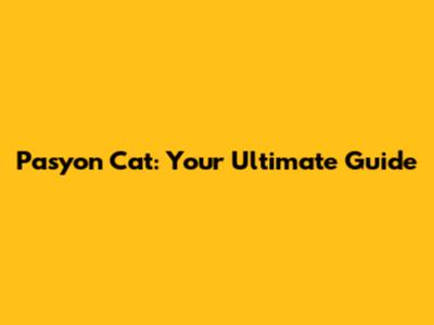 Pasyon Cat: Your Ultimate Guide