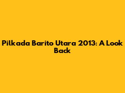Pilkada Barito Utara 2013: A Look Back