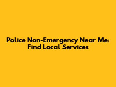 Police Non-Emergency Near Me: Find Local Services