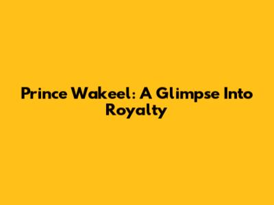 Prince Wakeel: A Glimpse Into Royalty
