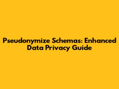 Pseudonymize Schemas: Enhanced Data Privacy Guide