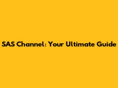 SAS Channel: Your Ultimate Guide