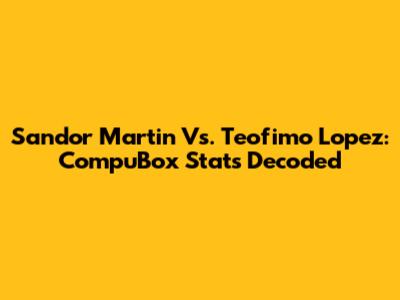 Sandor Martin Vs. Teofimo Lopez: CompuBox Stats Decoded