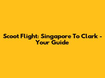 Scoot Flight: Singapore To Clark - Your Guide