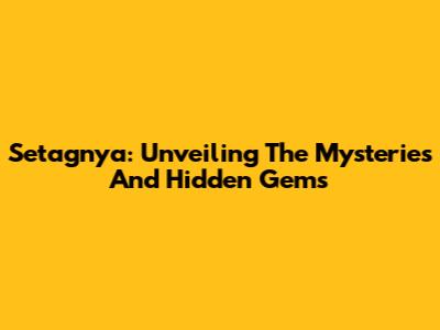 Setagnya: Unveiling The Mysteries And Hidden Gems