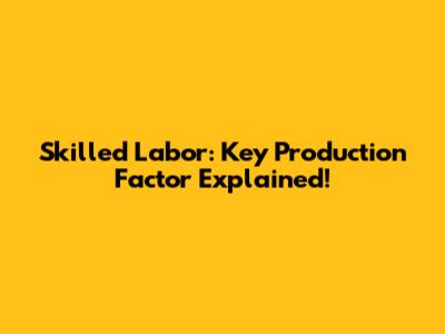 Skilled Labor: Key Production Factor Explained!