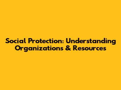 Social Protection: Understanding Organizations & Resources
