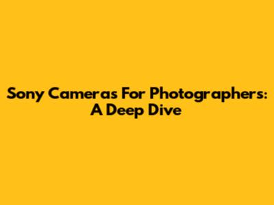 Sony Cameras For Photographers: A Deep Dive
