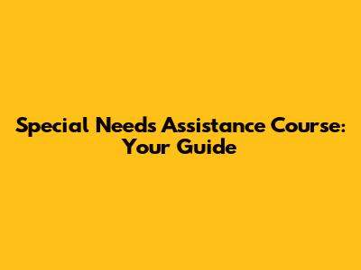 Special Needs Assistance Course: Your Guide