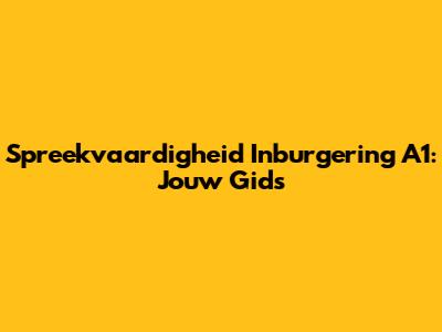 Spreekvaardigheid Inburgering A1: Jouw Gids
