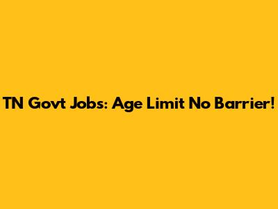 TN Govt Jobs: Age Limit No Barrier!