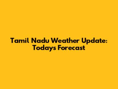 Tamil Nadu Weather Update: Today's Forecast