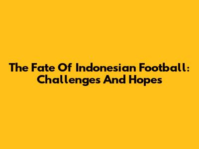 The Fate Of Indonesian Football: Challenges And Hopes