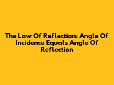 The Law Of Reflection: Angle Of Incidence Equals Angle Of Reflection
