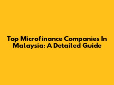 Top Microfinance Companies In Malaysia: A Detailed Guide