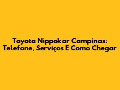 Toyota Nippokar Campinas: Telefone, Serviços E Como Chegar
