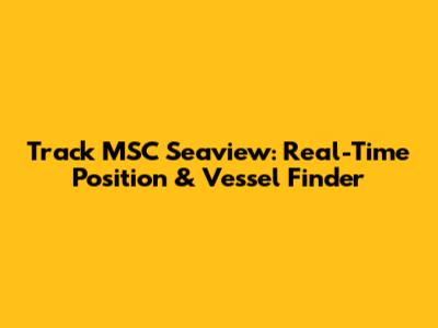 Track MSC Seaview: Real-Time Position & Vessel Finder