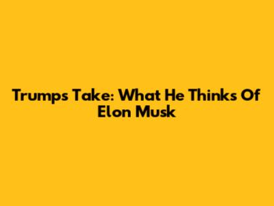 Trump's Take: What He Thinks Of Elon Musk