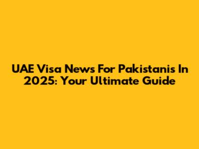UAE Visa News For Pakistanis In 2025: Your Ultimate Guide