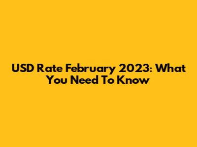 USD Rate February 2023: What You Need To Know
