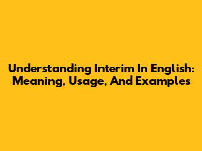 Understanding 'Interim' In English: Meaning, Usage, And Examples