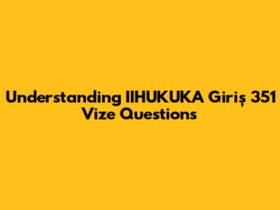 Understanding IIHUKUKA Giriş 351 Vize Questions