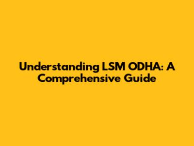 Understanding LSM ODHA: A Comprehensive Guide