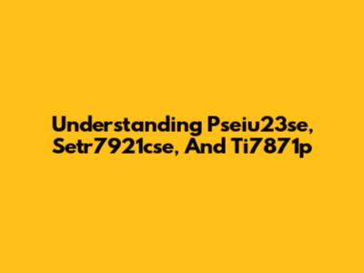 Understanding Pseiu23se, Setr7921cse, And Ti7871p