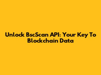 Unlock BscScan API: Your Key To Blockchain Data