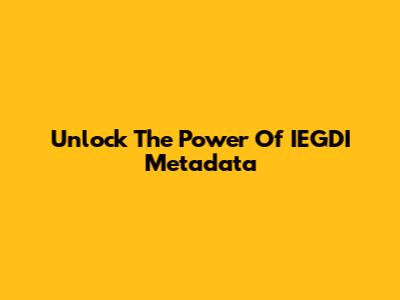 Unlock The Power Of IEGDI Metadata