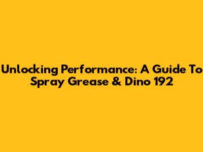 Unlocking Performance: A Guide To Spray Grease & Dino 192