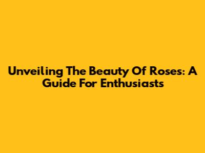 Unveiling The Beauty Of Roses: A Guide For Enthusiasts