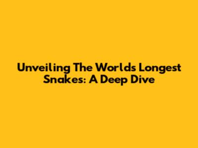 Unveiling The World's Longest Snakes: A Deep Dive