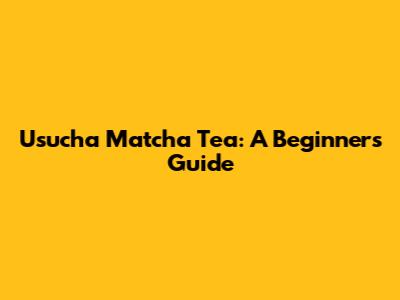 Usucha Matcha Tea: A Beginner's Guide