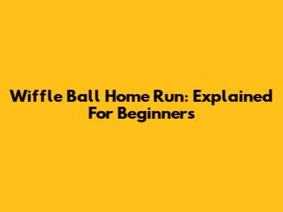Wiffle Ball Home Run: Explained For Beginners