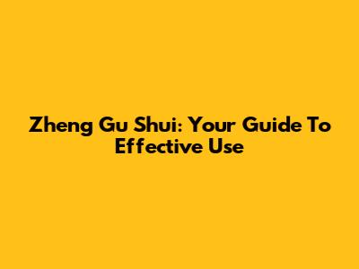 Zheng Gu Shui: Your Guide To Effective Use